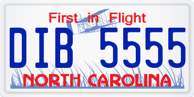NC license plate DIB5555