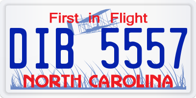 NC license plate DIB5557