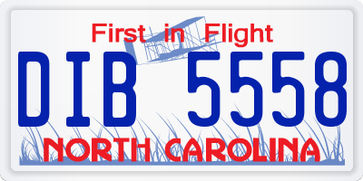 NC license plate DIB5558