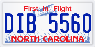 NC license plate DIB5560