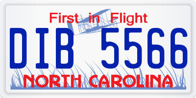 NC license plate DIB5566