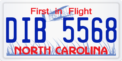 NC license plate DIB5568