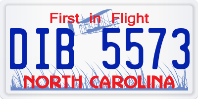 NC license plate DIB5573