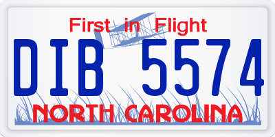 NC license plate DIB5574
