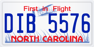 NC license plate DIB5576