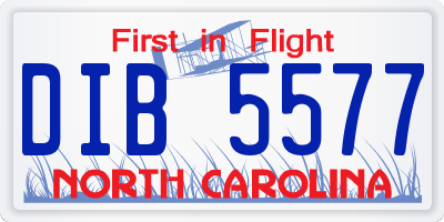 NC license plate DIB5577