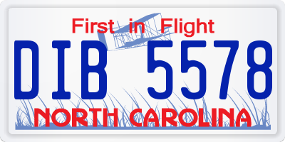 NC license plate DIB5578