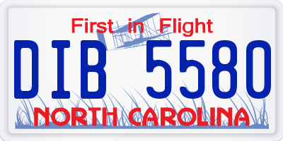 NC license plate DIB5580
