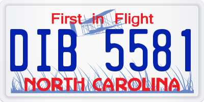 NC license plate DIB5581