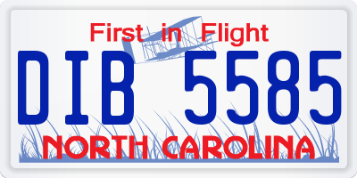 NC license plate DIB5585