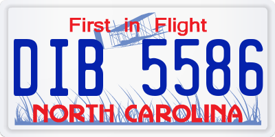 NC license plate DIB5586