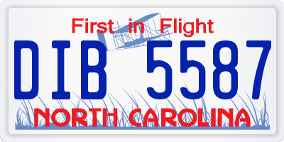 NC license plate DIB5587
