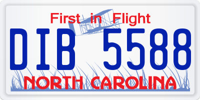 NC license plate DIB5588