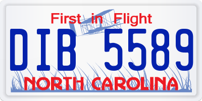 NC license plate DIB5589