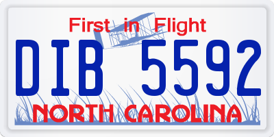 NC license plate DIB5592
