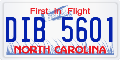 NC license plate DIB5601