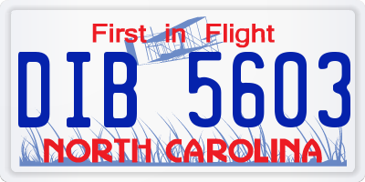 NC license plate DIB5603