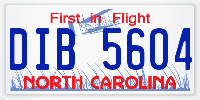 NC license plate DIB5604