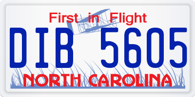 NC license plate DIB5605
