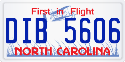 NC license plate DIB5606