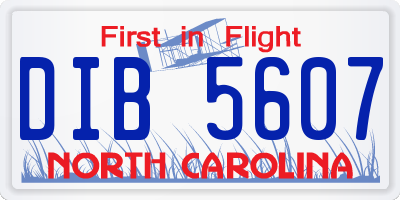 NC license plate DIB5607