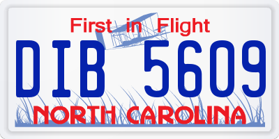 NC license plate DIB5609