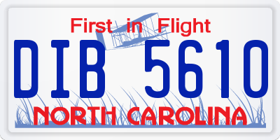 NC license plate DIB5610