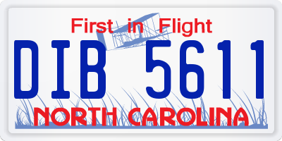 NC license plate DIB5611