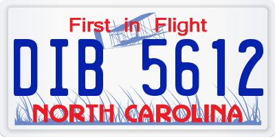 NC license plate DIB5612