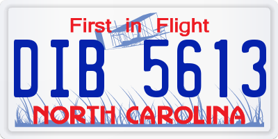 NC license plate DIB5613