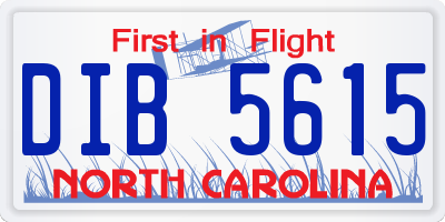 NC license plate DIB5615