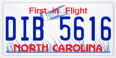 NC license plate DIB5616