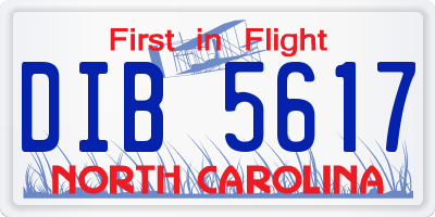 NC license plate DIB5617