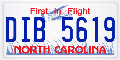 NC license plate DIB5619