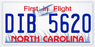 NC license plate DIB5620