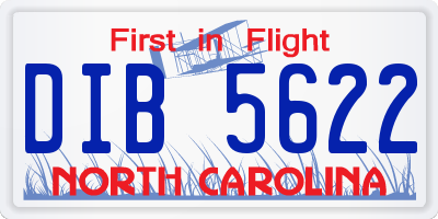 NC license plate DIB5622