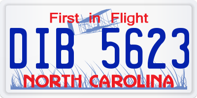 NC license plate DIB5623
