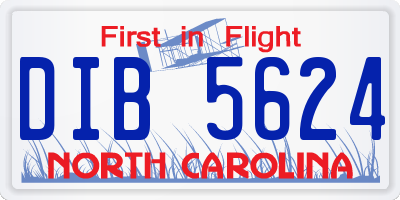NC license plate DIB5624