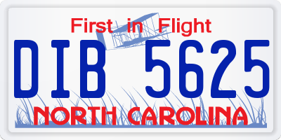 NC license plate DIB5625