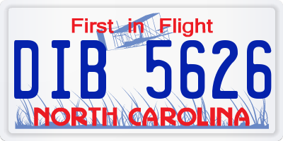 NC license plate DIB5626