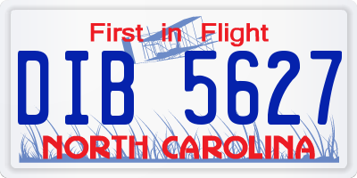 NC license plate DIB5627