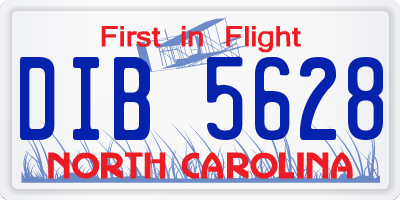 NC license plate DIB5628