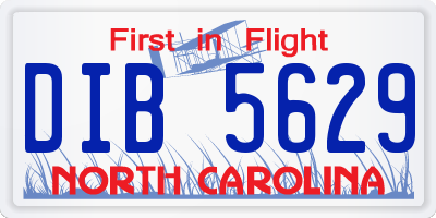 NC license plate DIB5629