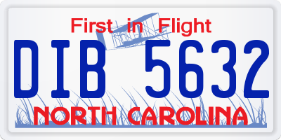 NC license plate DIB5632