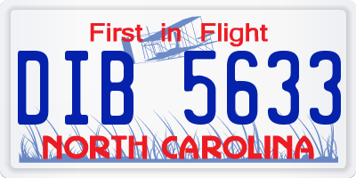 NC license plate DIB5633