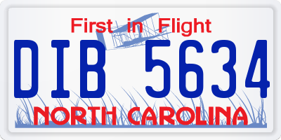NC license plate DIB5634