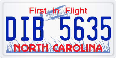 NC license plate DIB5635