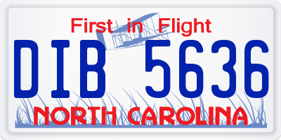 NC license plate DIB5636