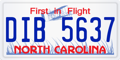 NC license plate DIB5637