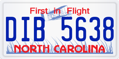 NC license plate DIB5638